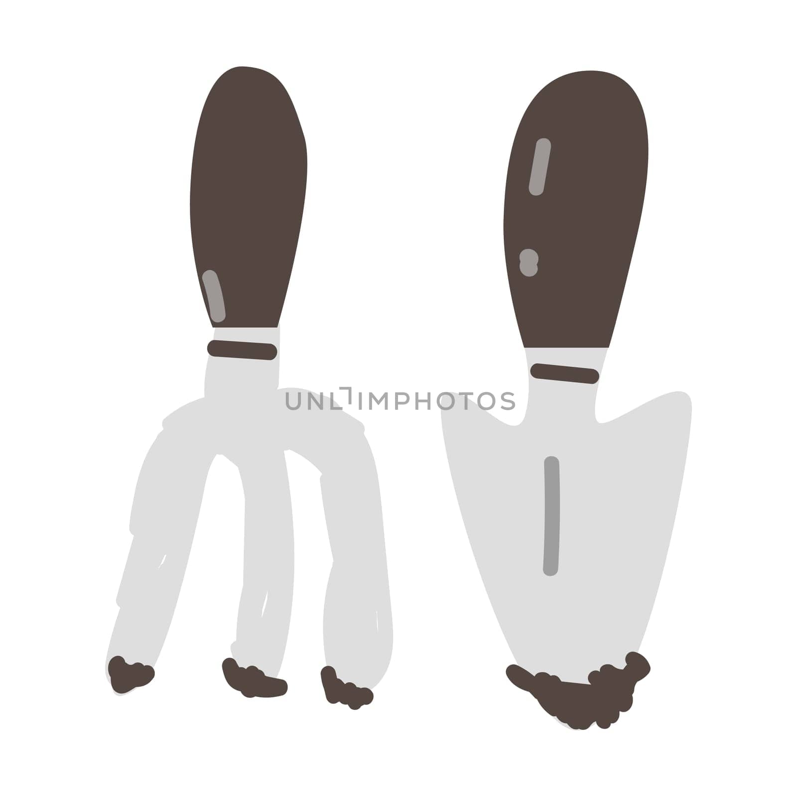 garden tools set in cartoon hand drawn style. Vector illustration isolated.