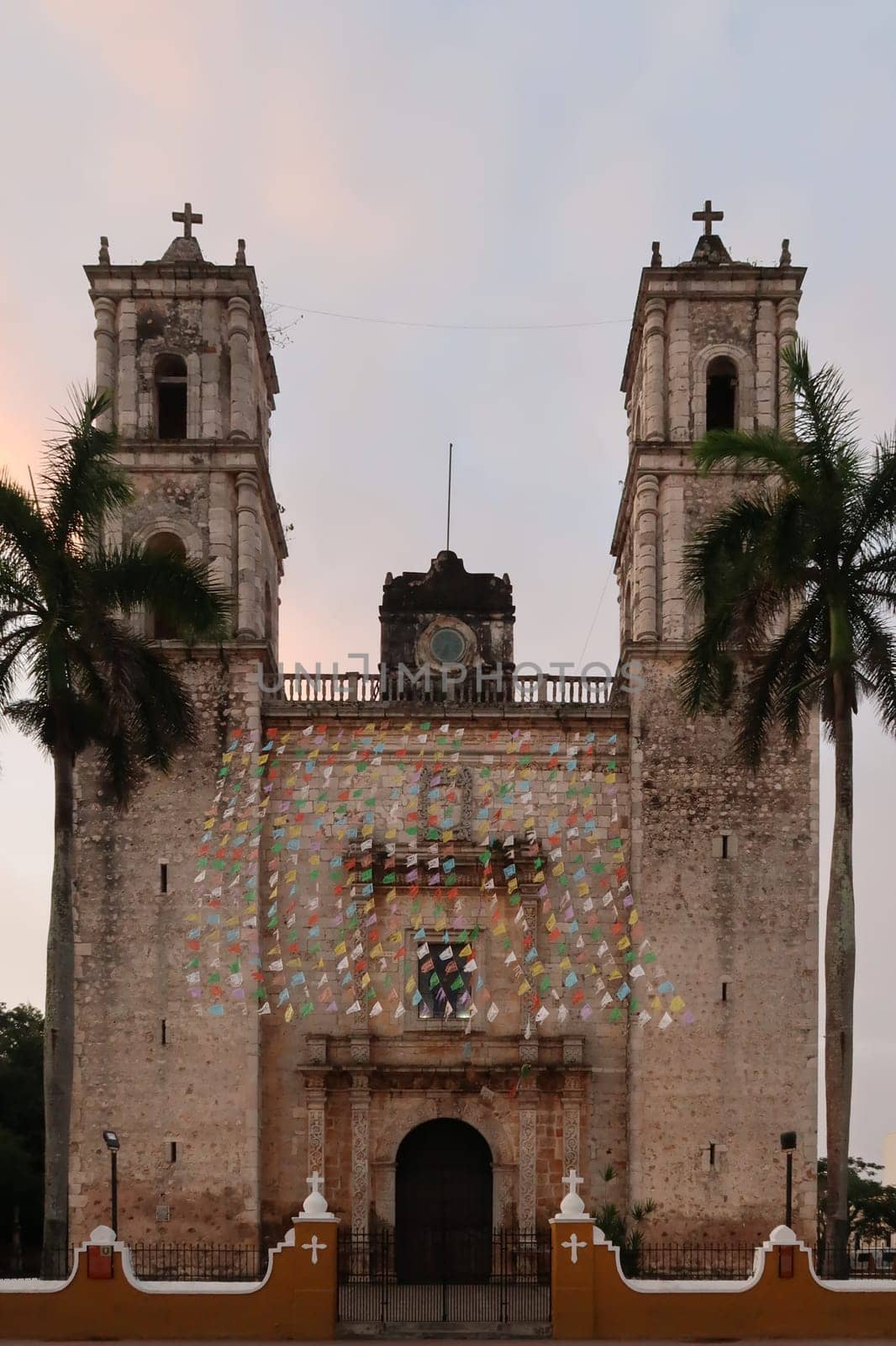 The front of the beautiful San Servacio church, Templo de San Servacio, Valladolid, Mexico 2022