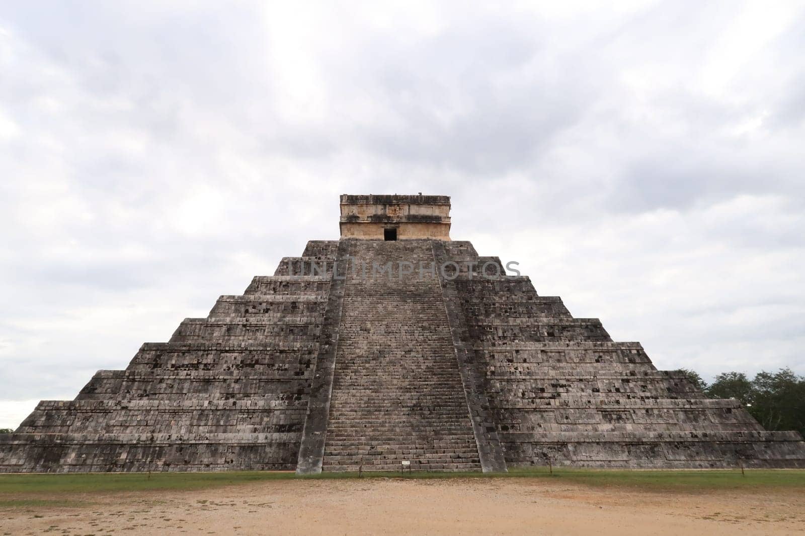 Majestic Kukulcan Pyramid, El Castillo, The Castle from the side, Chichen Itza, Valladolid, Mexico 2022
