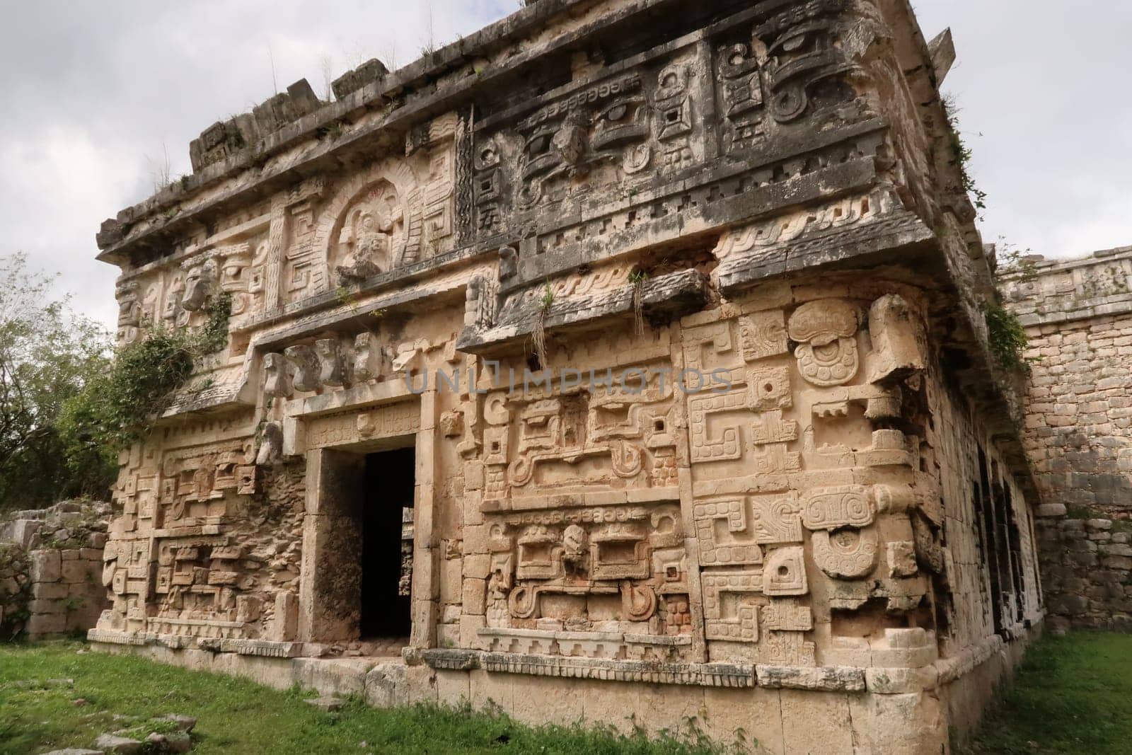 The elaborate facades of The Church, La Iglesia, at Chichen Itza, close to Valladolid, Mexico 2022