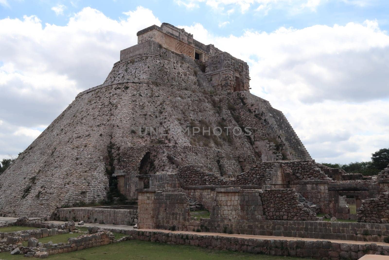 Pyramid of the Magician, Piramide del Advino next to the Cuadrangulo de los Pajaros, Quadrangle of the birds, Uxmal, Merida, Mexico 2022