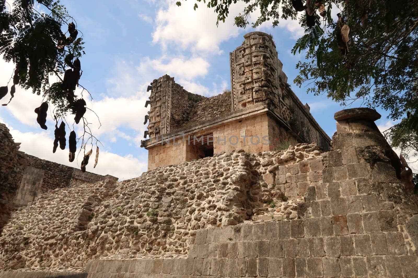 Little temple structure at the entrance to the Cuadrangulo de las Monjas, Quadrangle of the Nuns, Uxmal, Merida, Mexico 2022