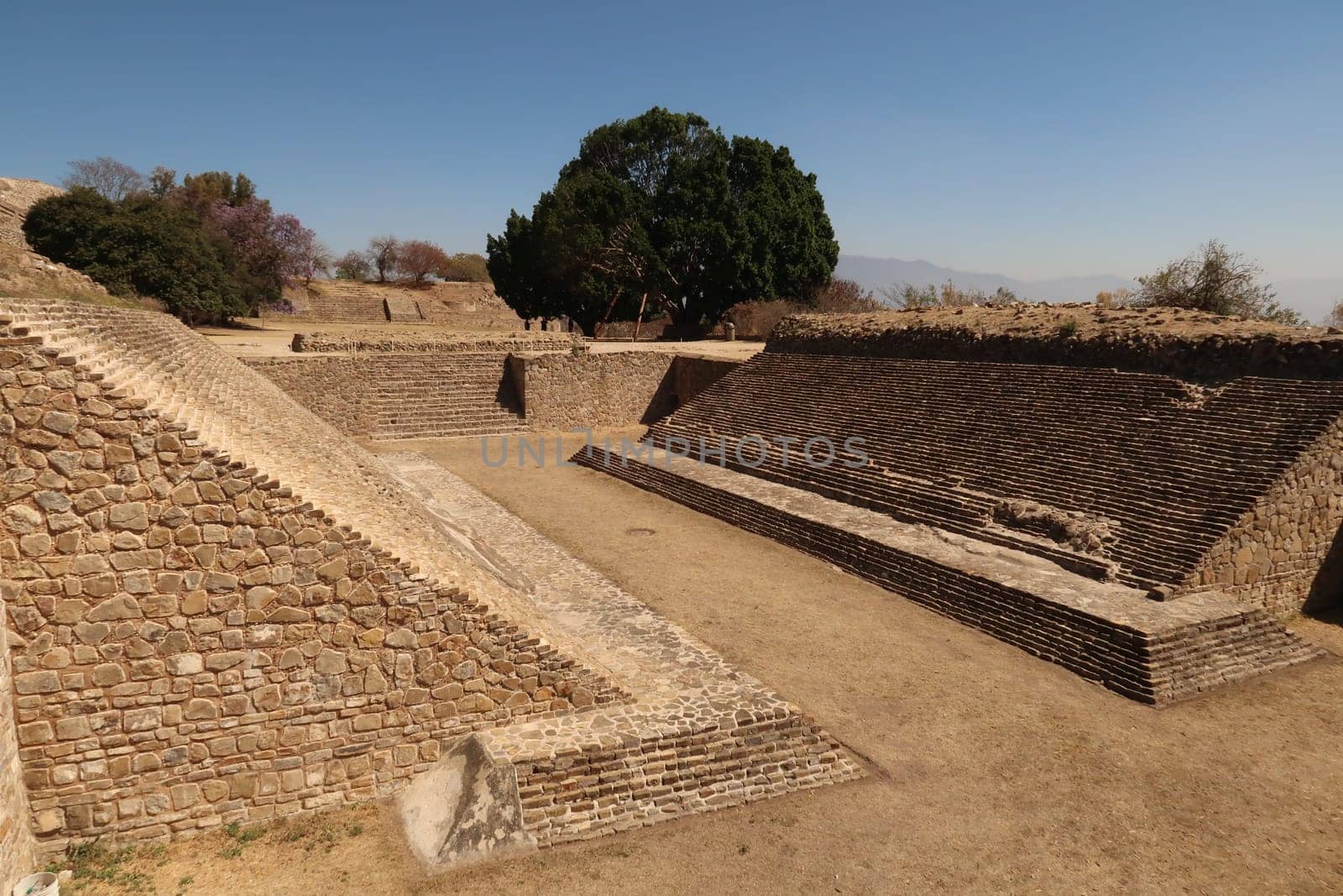 Ball game/ballcourt/ juego de pelota at the archaeological site of Monte Alban, Oaxaca, Mexico 2022