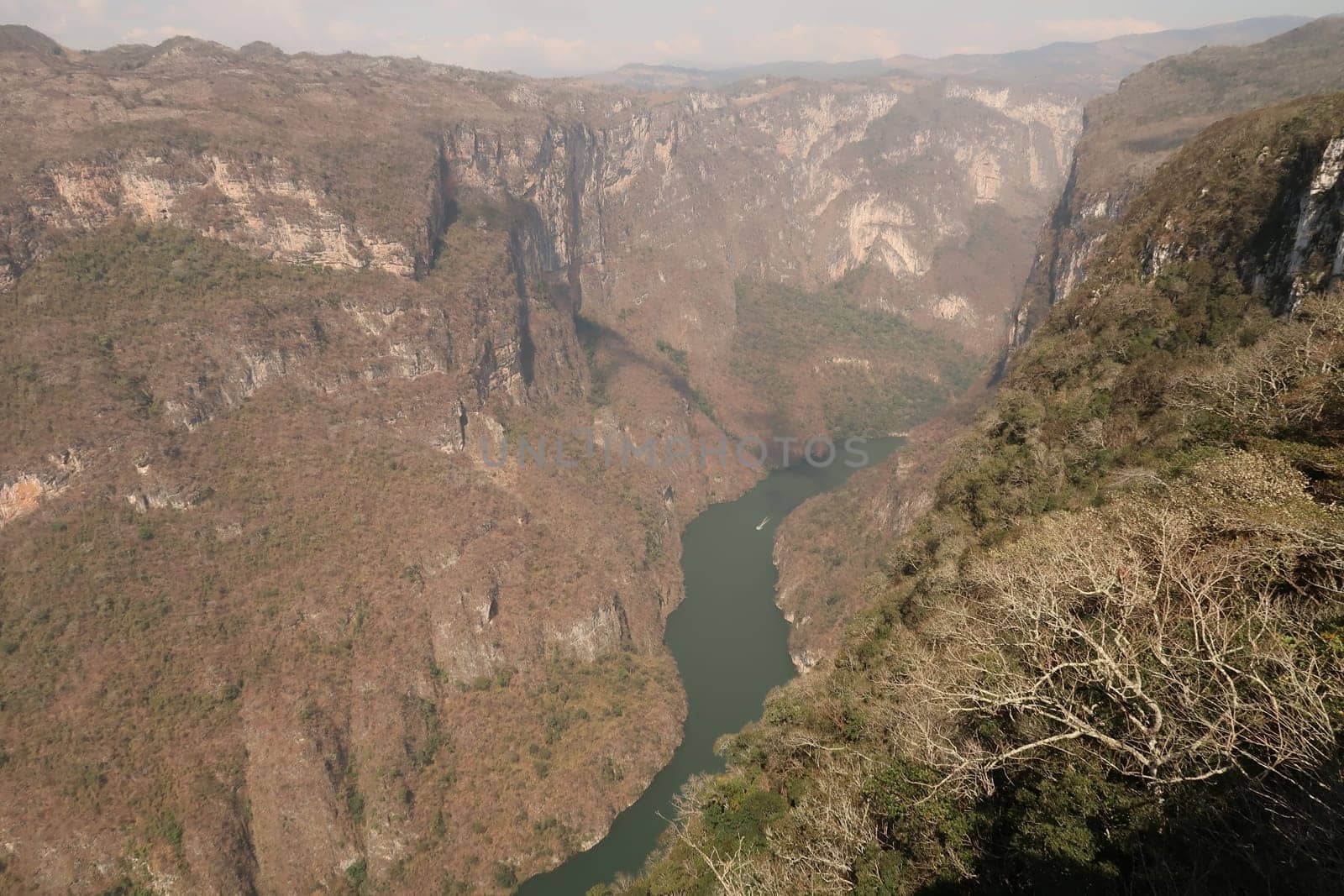 Spectacular view on the Sumidero Canyon/Canon del Sumidero from its view point/mirador/observation deck, Chiapas, Mexico 2022
