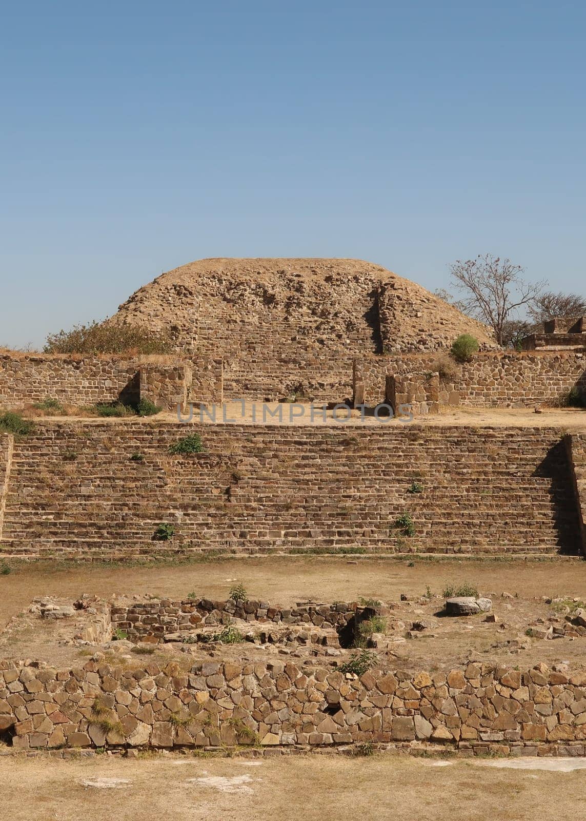The Sunken Patio/Patio Hundido on the North Platform at the archaeological site of Monte Alban, Oaxaca, Mexico 2022