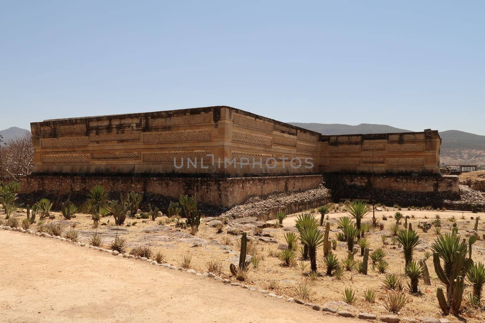 One of the temples at the archaeological site of Mitla, The Palace/Grand Hall of Columns, Oaxaca, Mexico 2022