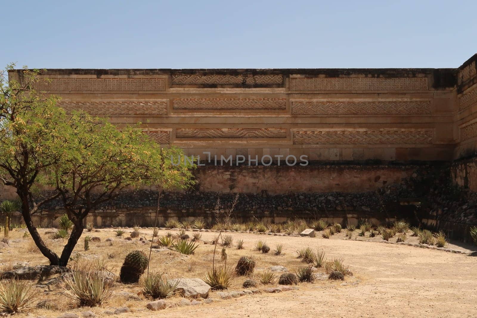 At the archaeological site of Mitla, one of the facades of The Palace/Grand Hall of Columns, Group of the Columns, Oaxaca, Mexico 2022