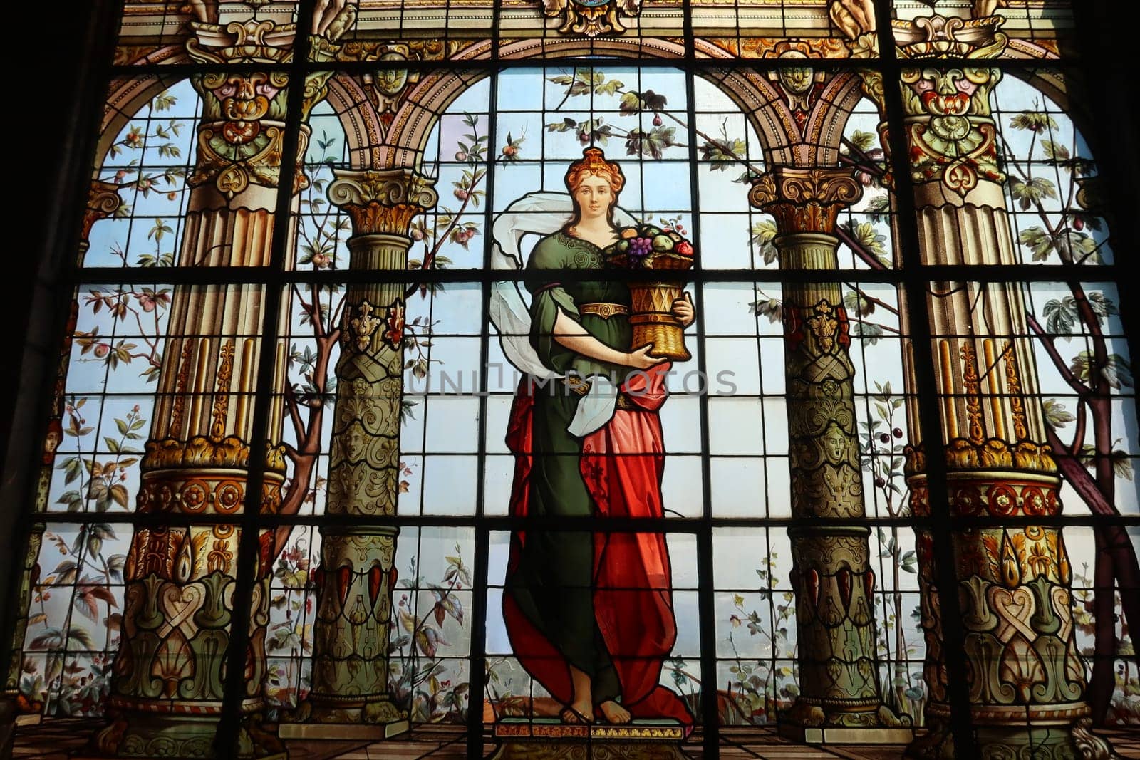 Beautiful colorful stained glass window at Chapultepec Castle/Castillo de Chapultepec, Mexico City 2022