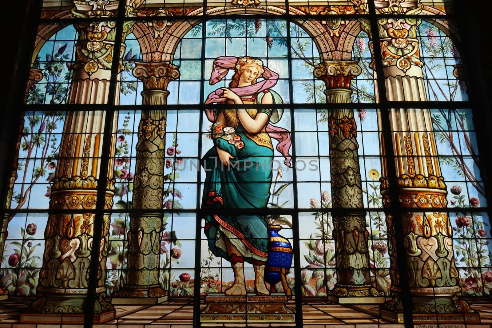 Colorful stained glass window at Chapultepec Castle/Castillo de Chapultepec, Mexico City 2022