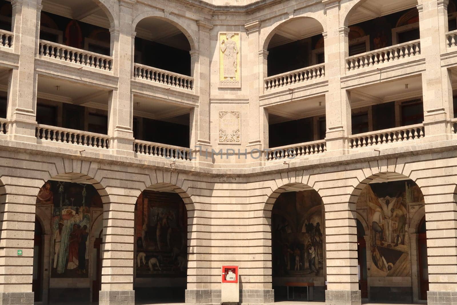 The Secretaria de Educacion Publica/SEP/Secretariat of Public Education, public building filled with Murals/Murales/Paintings of Diego Rivera, Mexico City, 22. April 2022