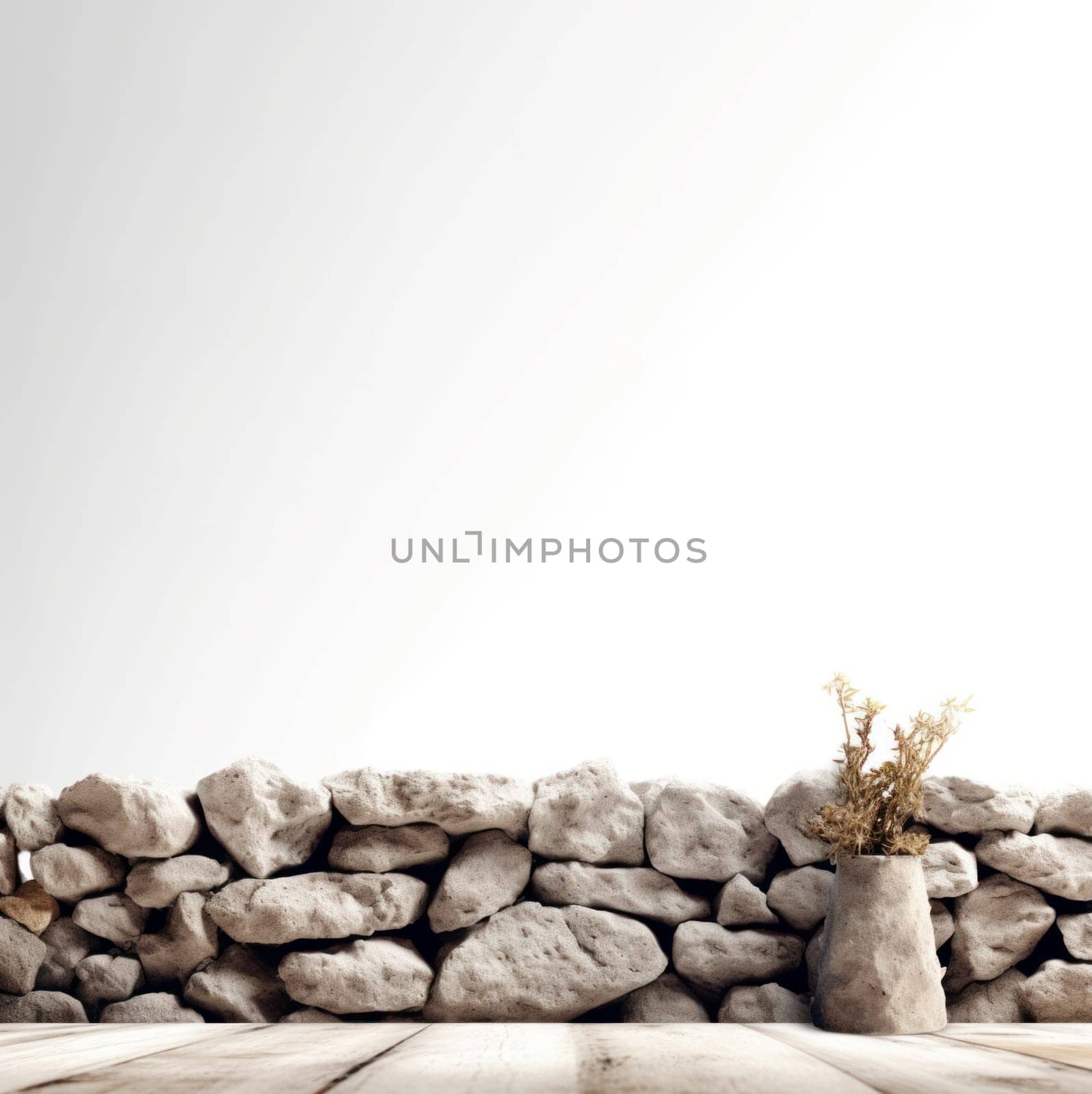 Natural stone wall banner. Gray texture. Generate Ai