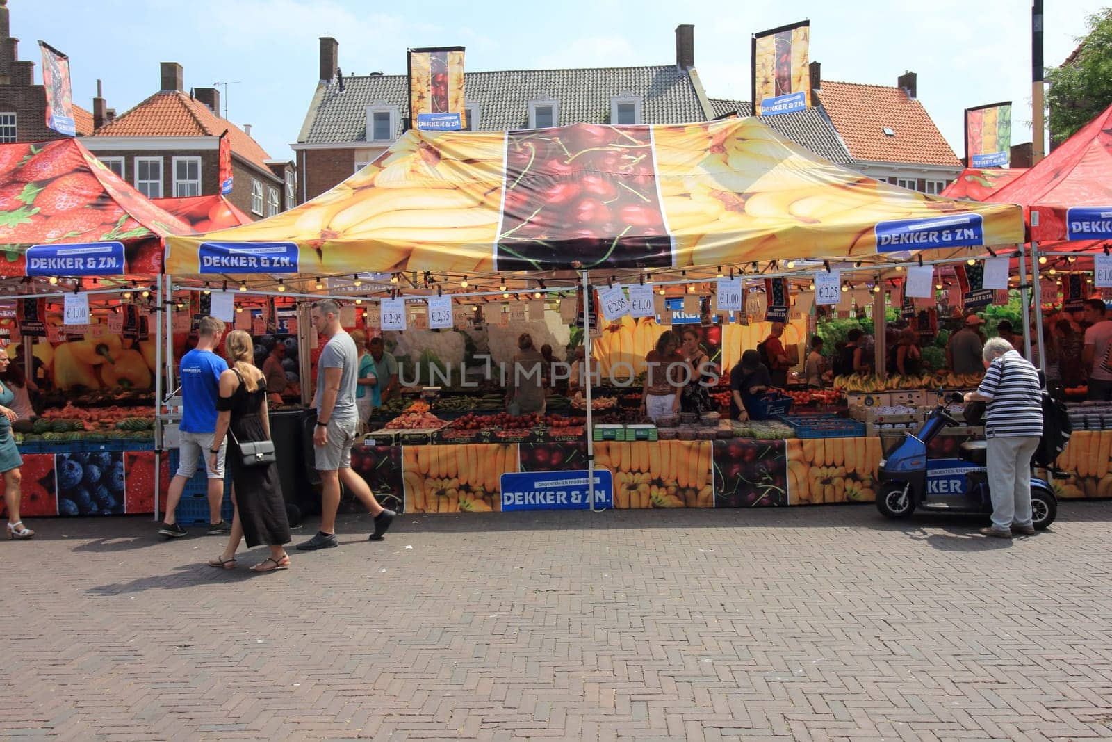 Goes, Netherlands July 7, 2018: Market day in Goes a Dutch town in the province of Zeeland, with about 37.619 inhabitants
