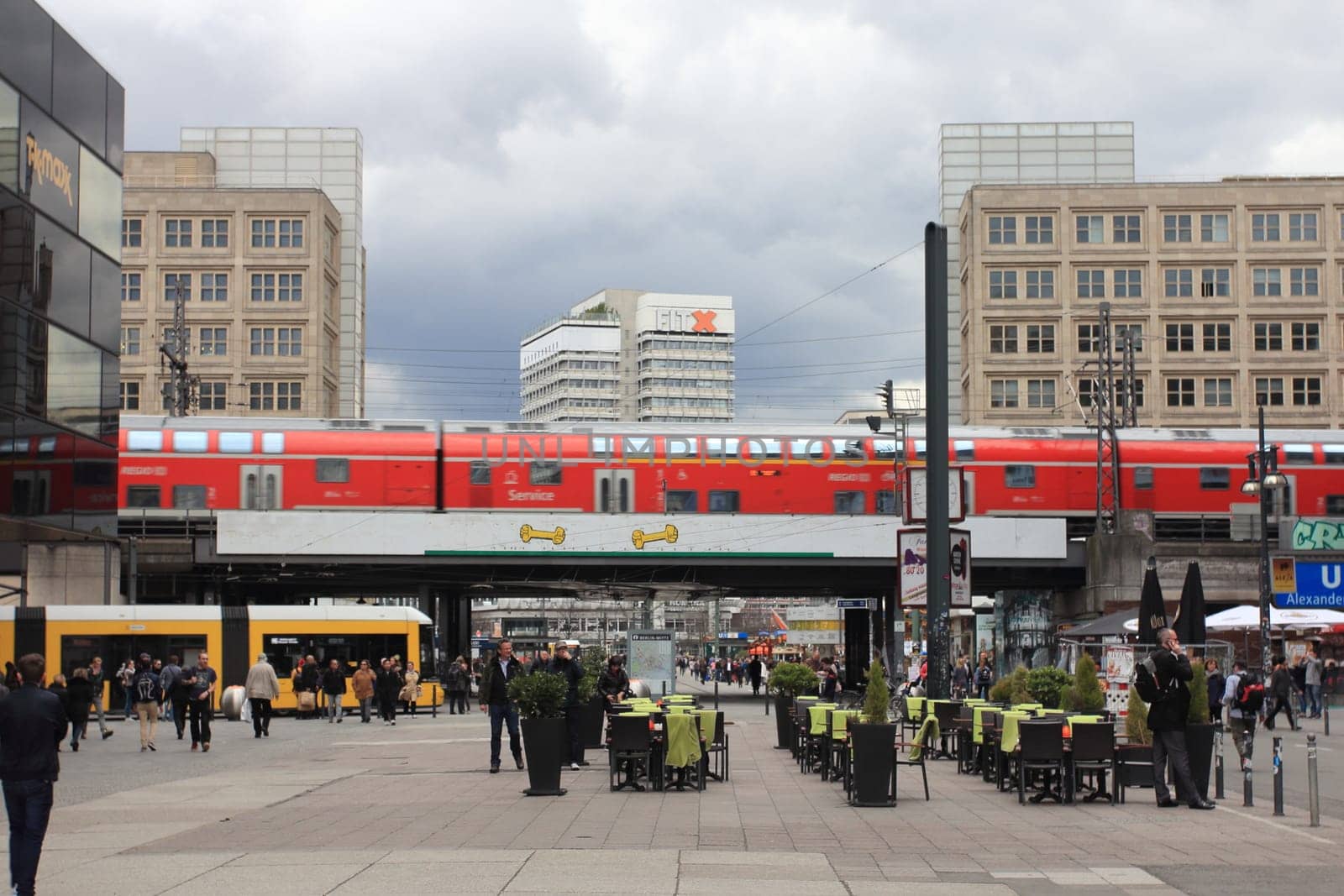 Berlin, Germany April 5, 2018: Alexanderplatz is a large public square and transport hub in the central Mitte district of Berlin. The square is named after the Russian Tsar Alexander I