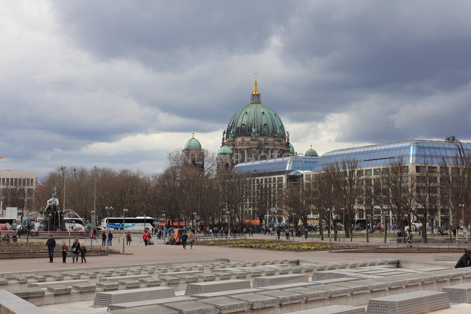 Berlin, Germany April 5, 2018: The Berliner Dom and the Radisson Blu Hotel