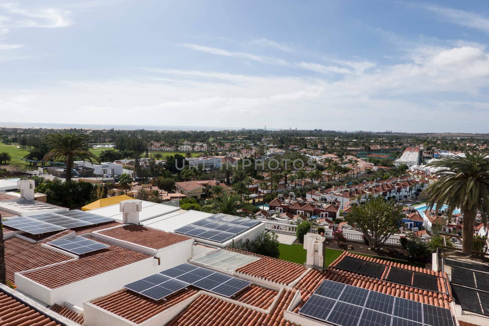 Blick über Ferienhaussiedlungen, Maspalomas, Gran Canaria, Spanien