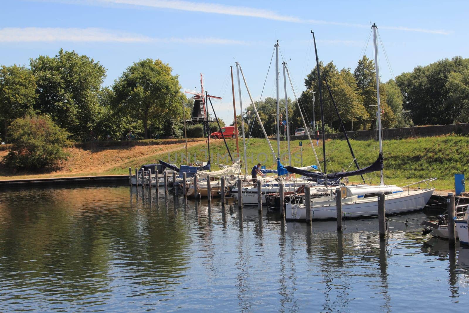Brouwershaven, Netherlands July 15, 2018: The harbour of sailing boats