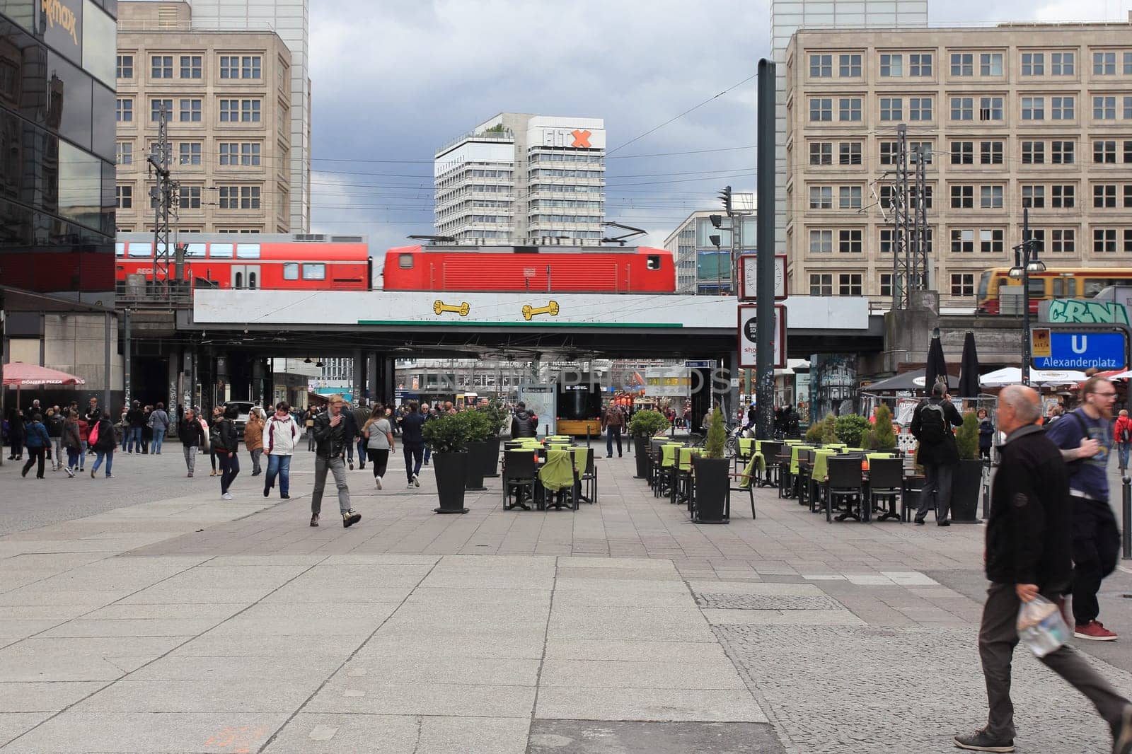 Berlin, Germany April 5, 2018: Alexanderplatz is a large public square and transport hub in the central Mitte district of Berlin. The square is named after the Russian Tsar Alexander I