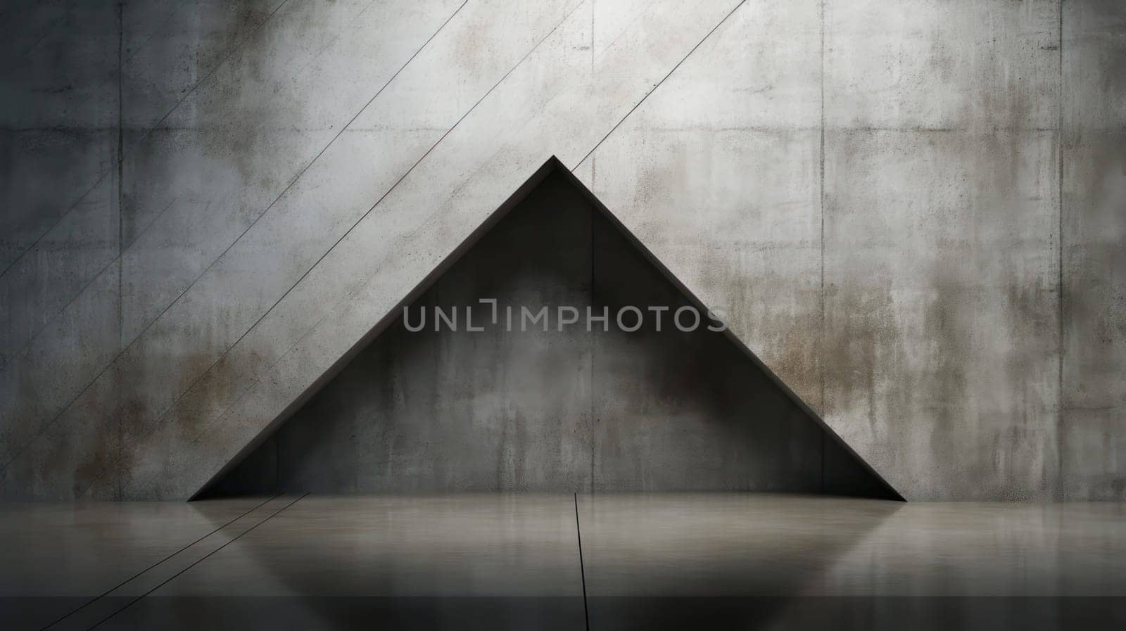 Grey grunge concrete geometric shapes abstract background. Generative AI design