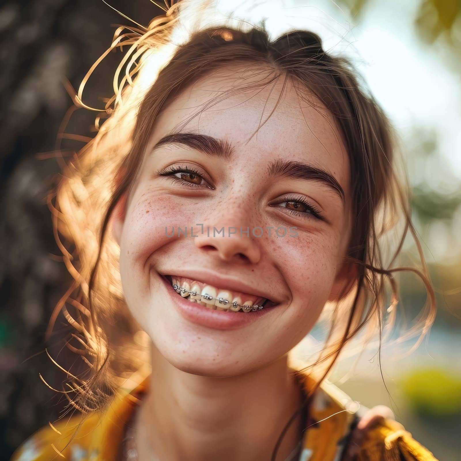 Portrait of a smiling teen girl with braces