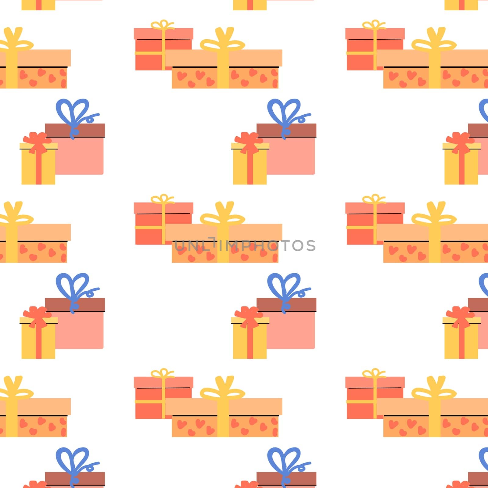 Holiday presents seamless pattern. Gift giving season illustration. Vector Holiday celebration seamless texture for gifts wrapping paper, packaging, backgrounds. Vector illustration
