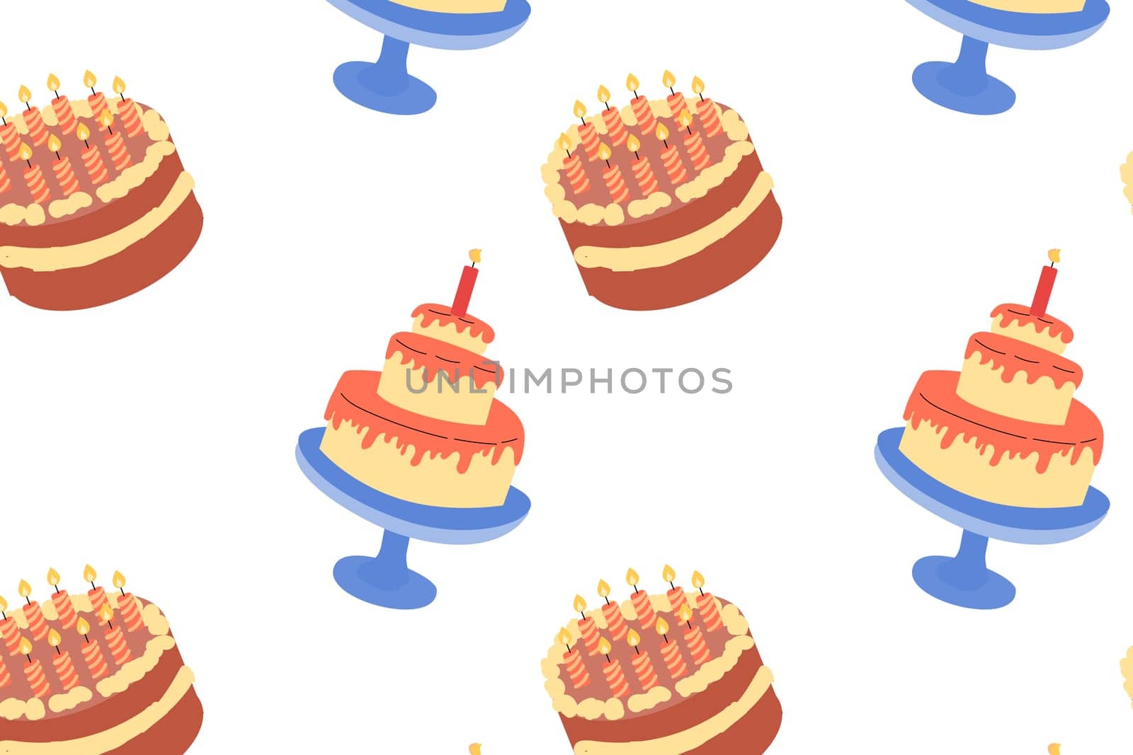 cartoon cakes sweet desserts background. Vector illustration isolated.