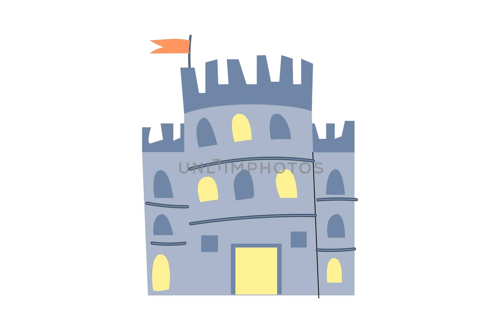 Hand drawn Castle tower icon in cartoon style. Vector illustration isolated.