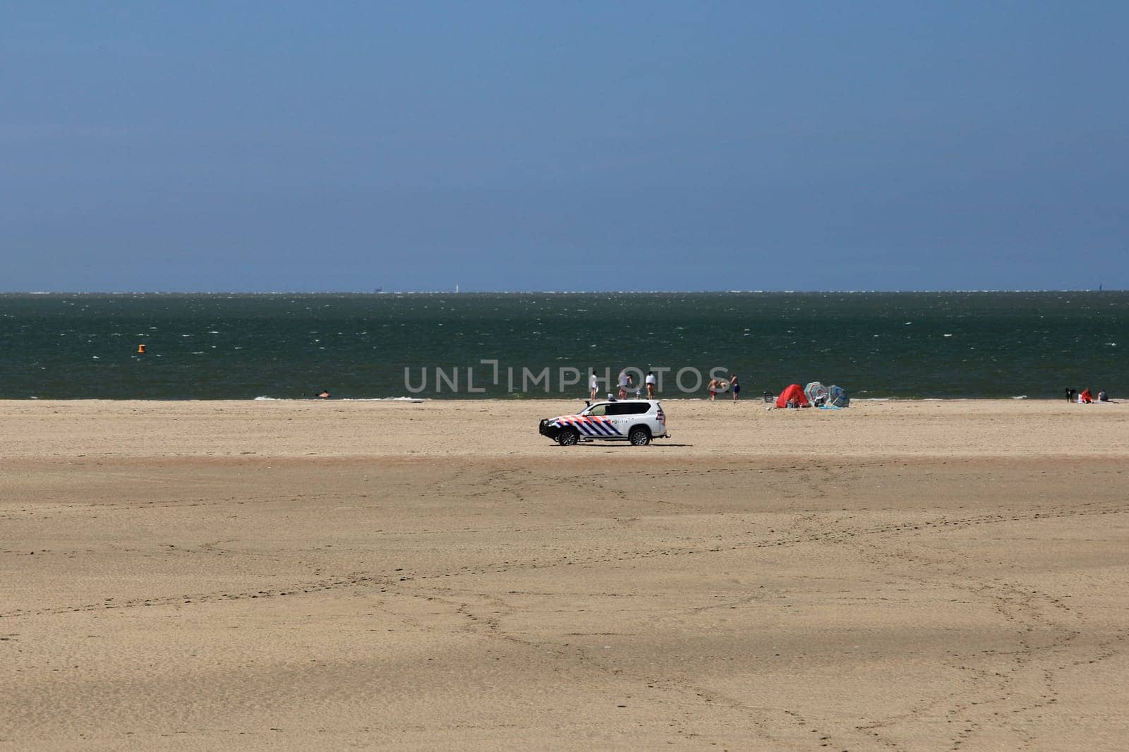Brouwershaven, Netherlands July 14, 2018: The North Sea coast on the Brouwersdam