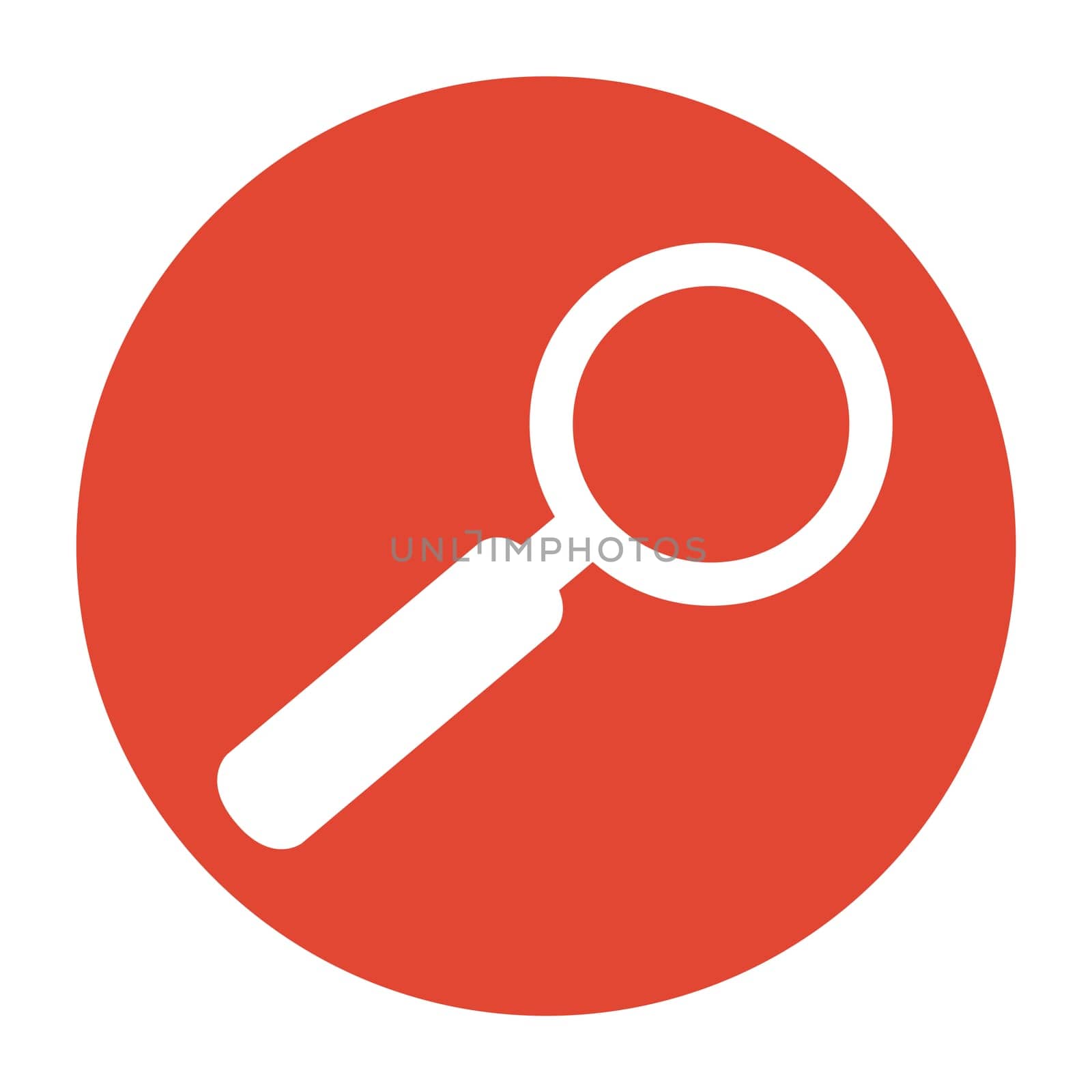 Simple round red Button with white Icon showing Search