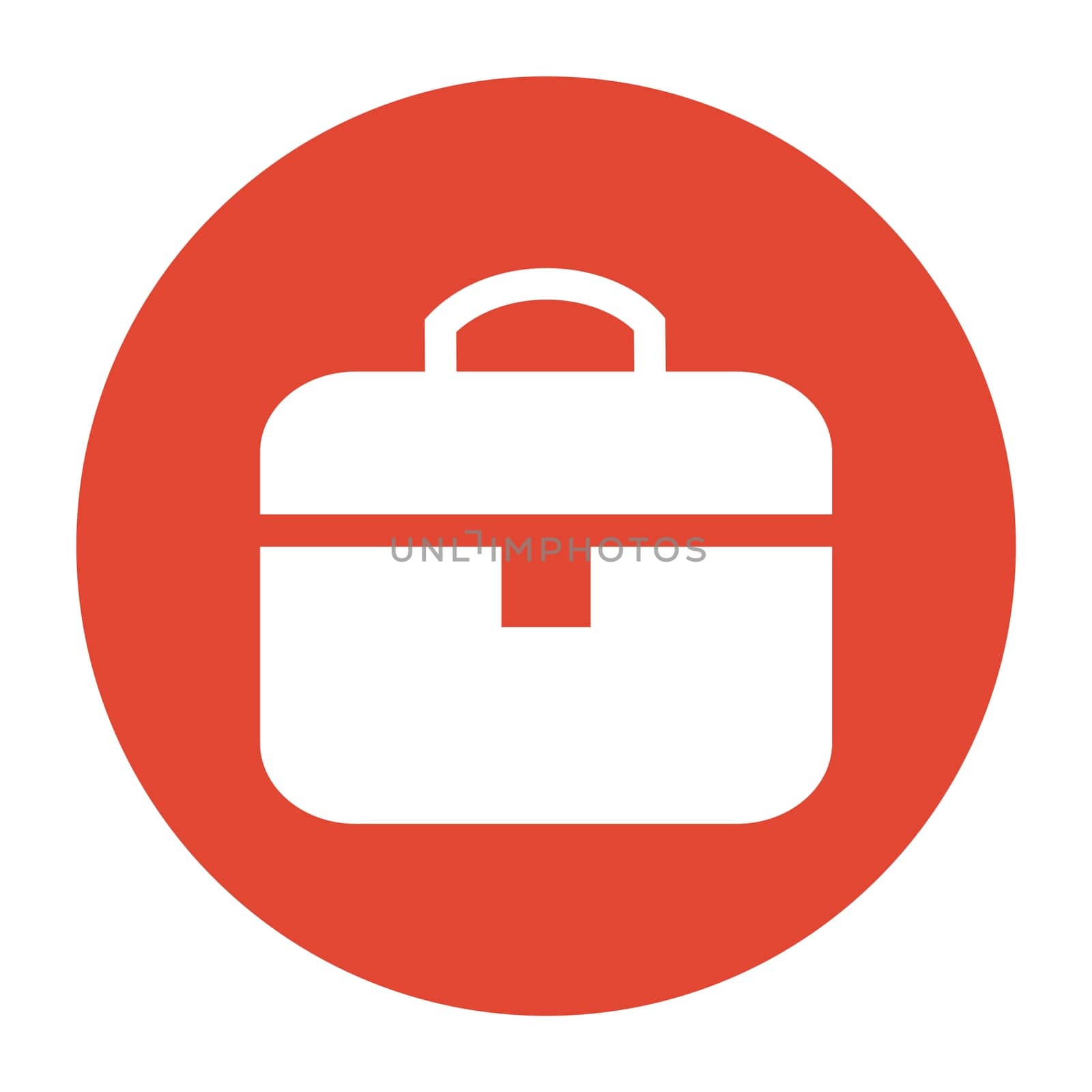 Simple round red Button with white Icon showing Suitcase or Job