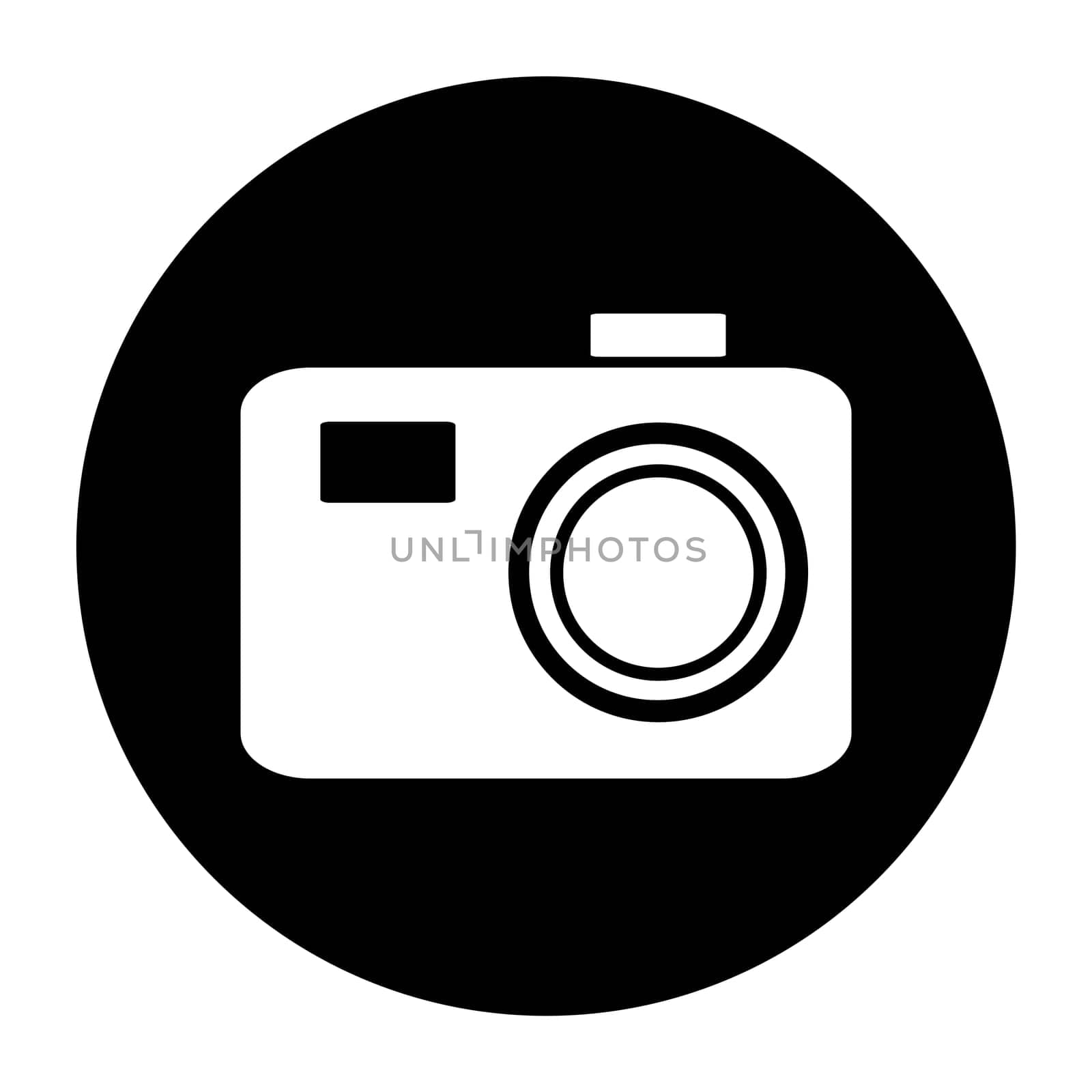 Simple round black Button with white Icon showing Photography