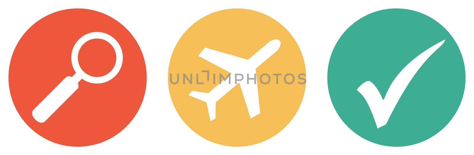 Button Banner red orange green showing: Search and find Flight