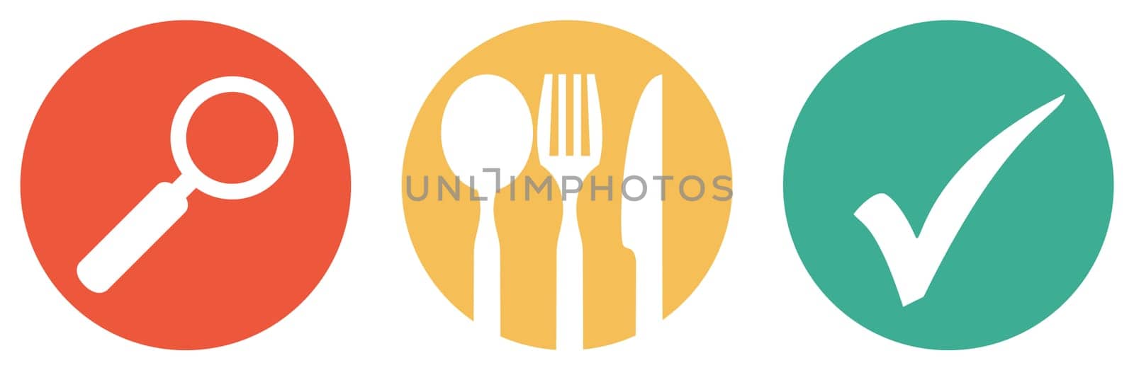 Button Banner red orange green showing: Search and find Food or Restaurant