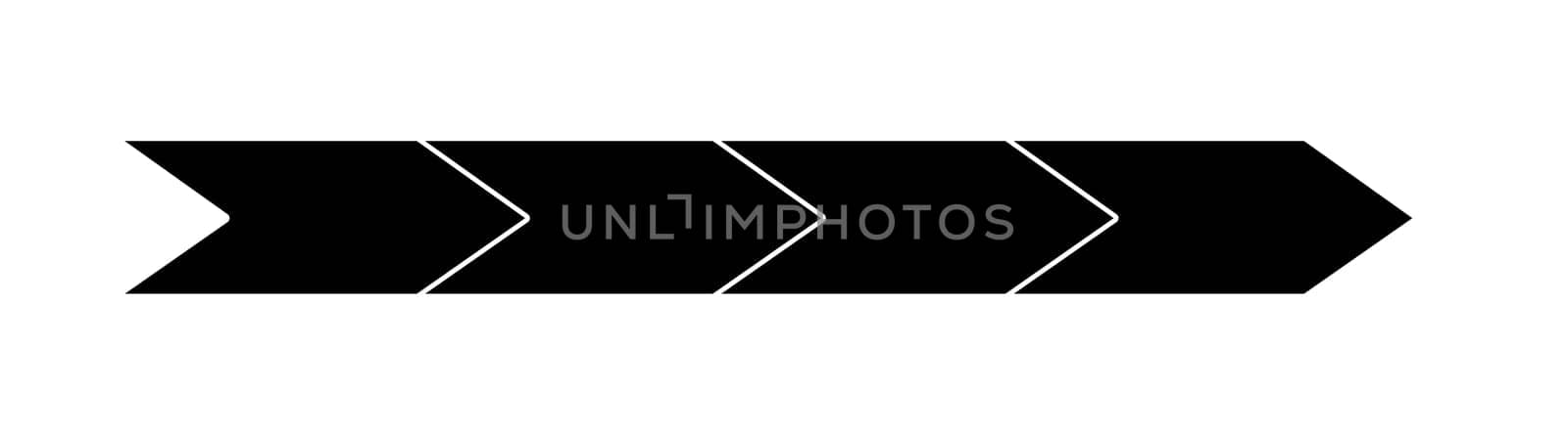 Simple black arrow banner showing 4 steps