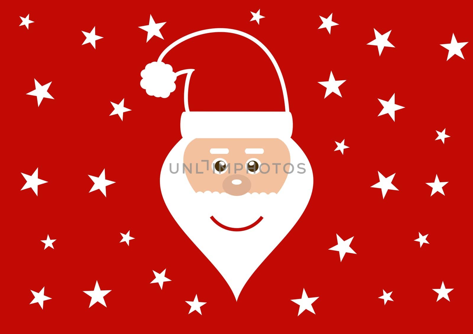 Friendly santa on red christmas background