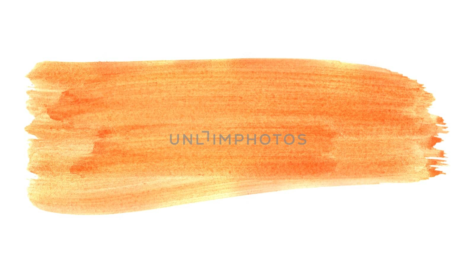 Orange watercolor brushstroke on white background with copy space