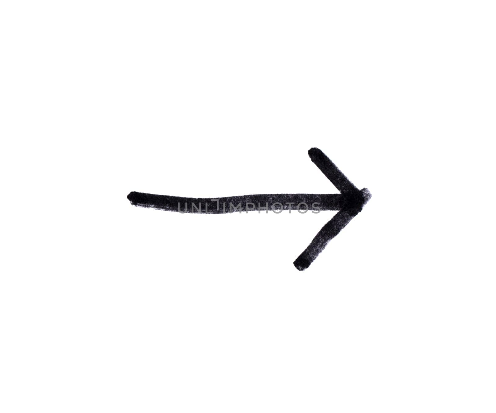 Arrow showing right painted with black pencil
