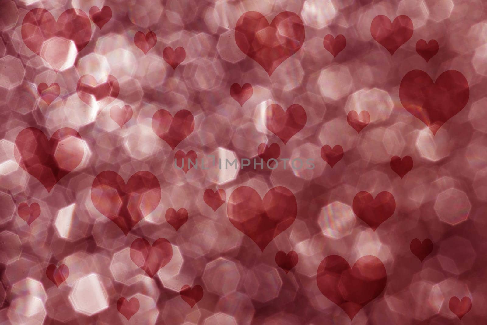 Red background with light dots and hearts