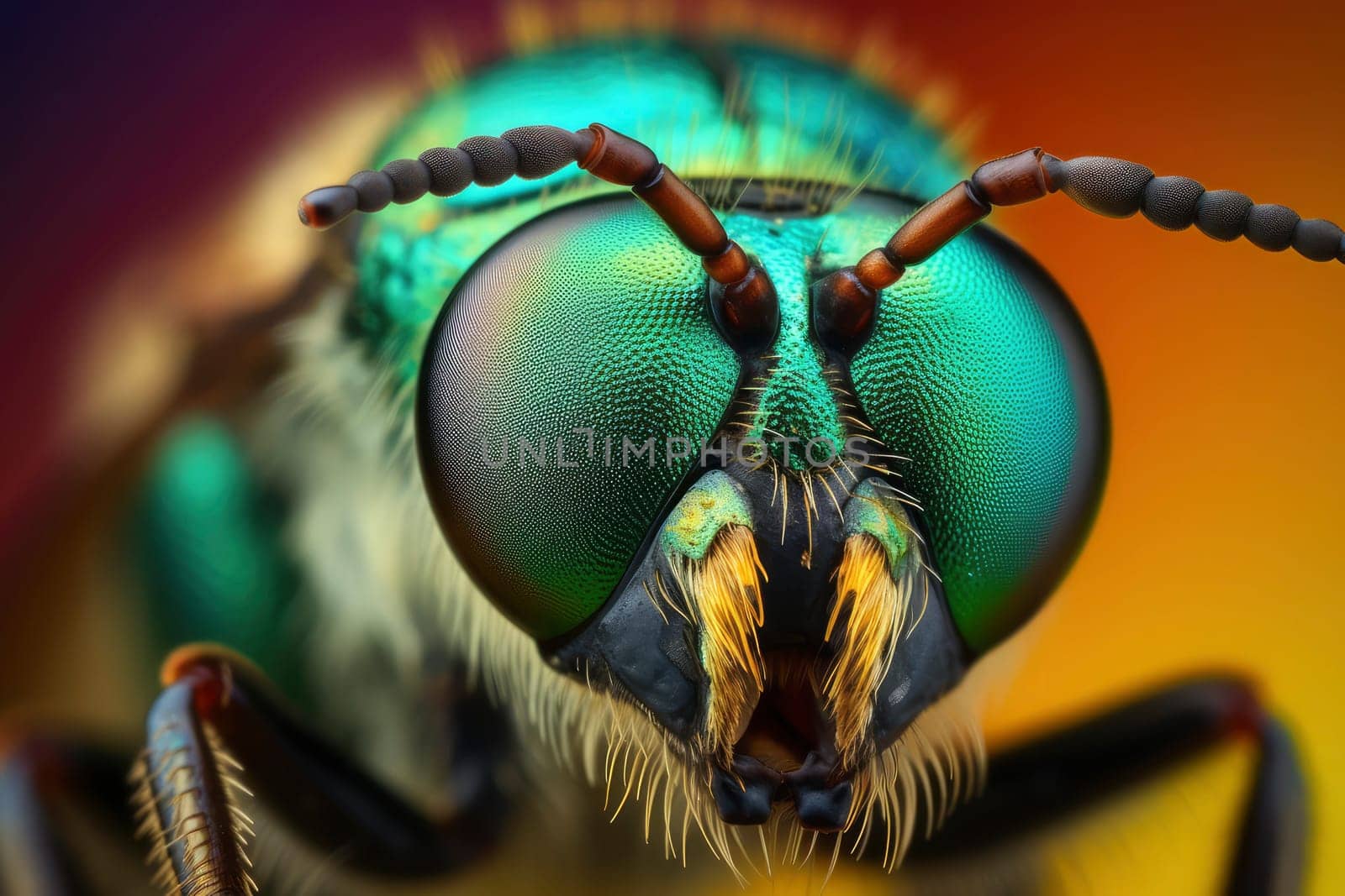 Super Macro of Green Fly Eyes and Mouthparts. High quality photo