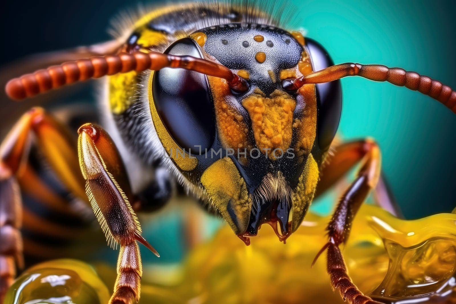 Extreme Macro of a Wasp Face with Antennae. High quality photo