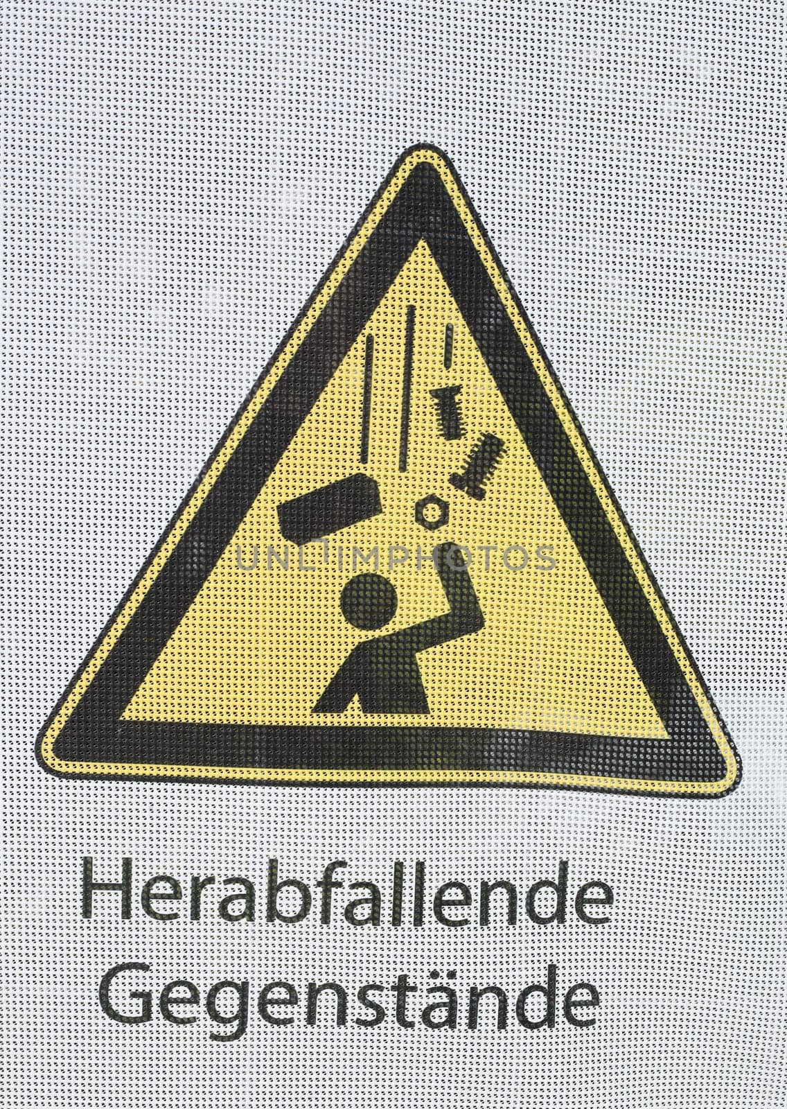 Yellow warning sign Falling objects, Germany