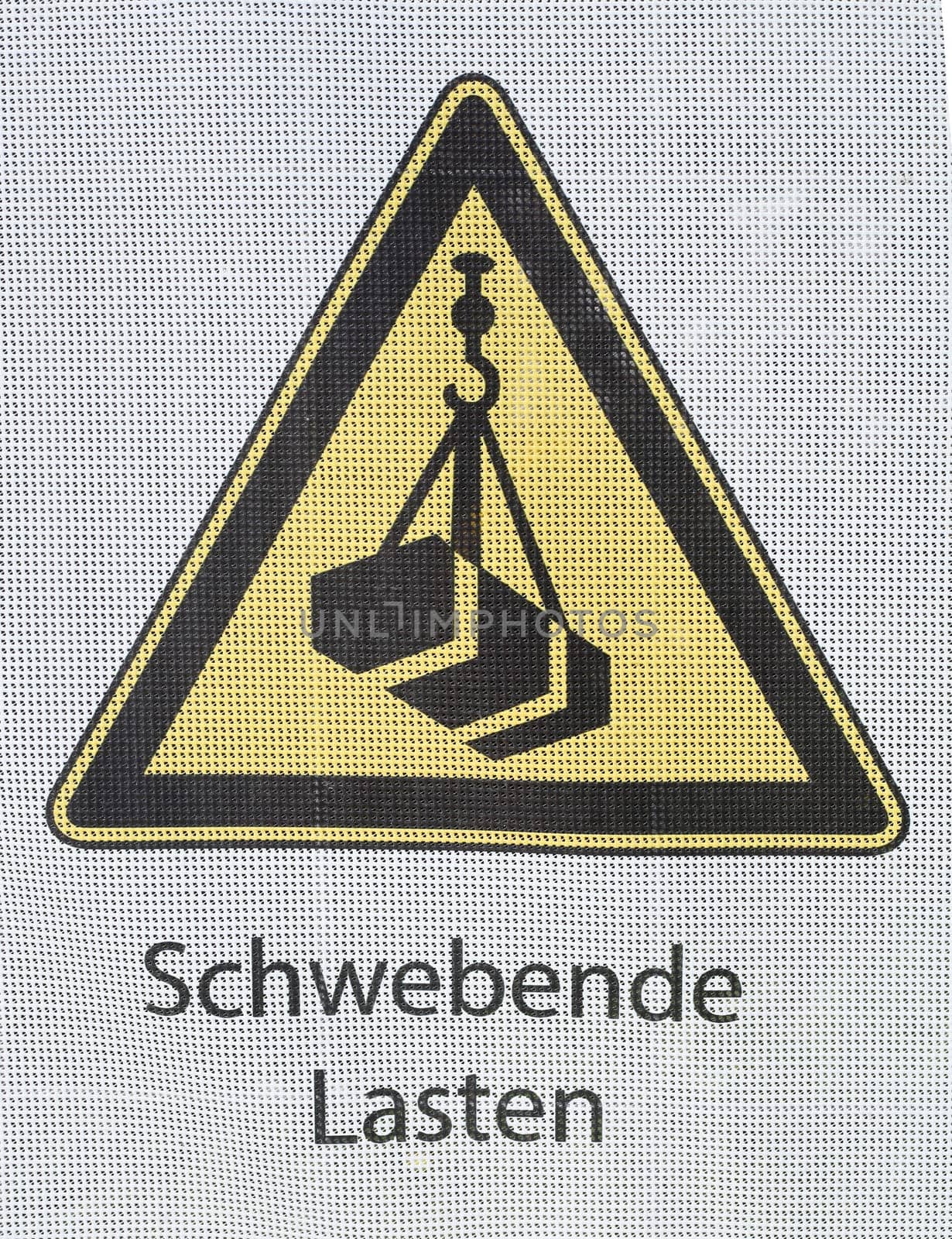 Yellow warning sign Suspended loads, Germany