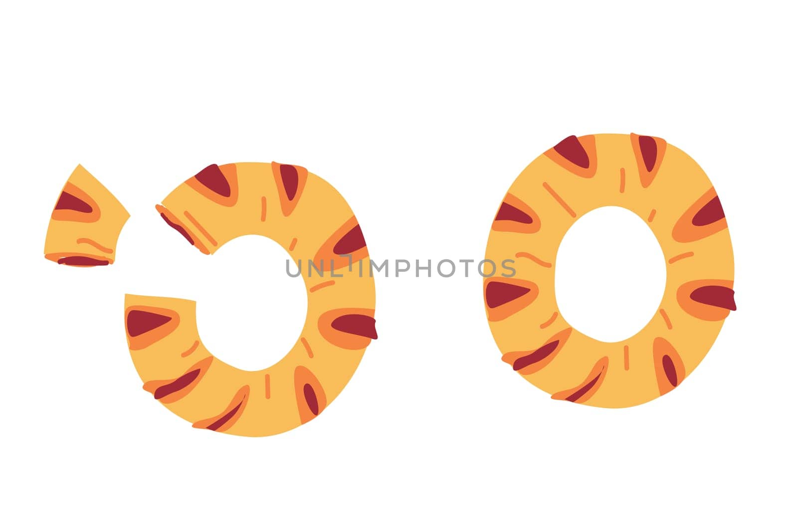 Hand drawn cartoon pie in ring shape vector illustration. Can used for celebration banner, label, greeting card.