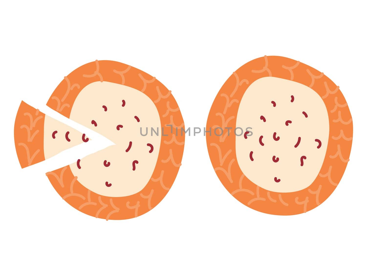 tasty Handmade pie with filling and topping. Vector illustration isolated. Set of pie with cream cheese product.