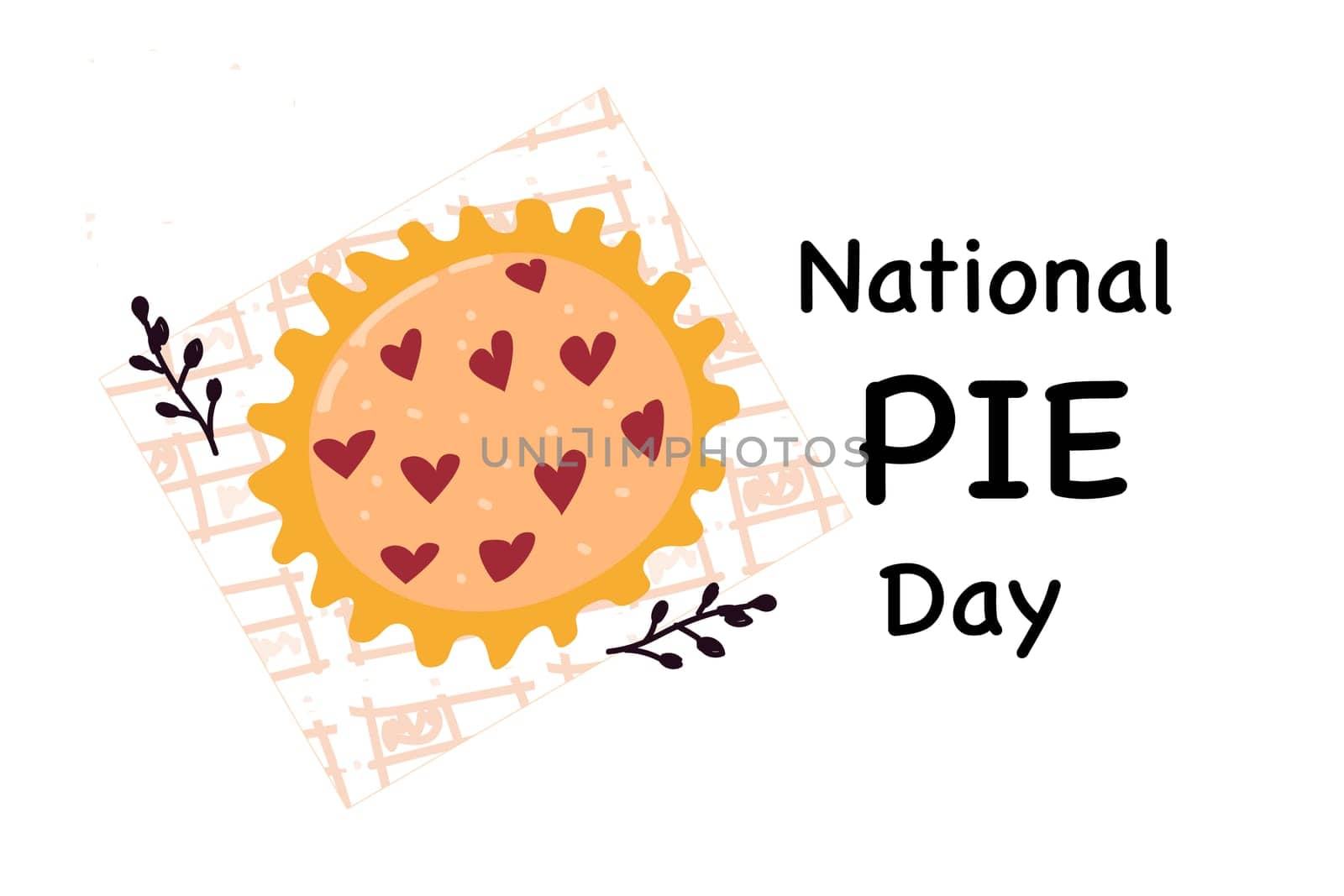 National Pie Day Vector Illustration. Can used for greeting card, poster and banner. Vector illustration in hand drawn cartoon style.