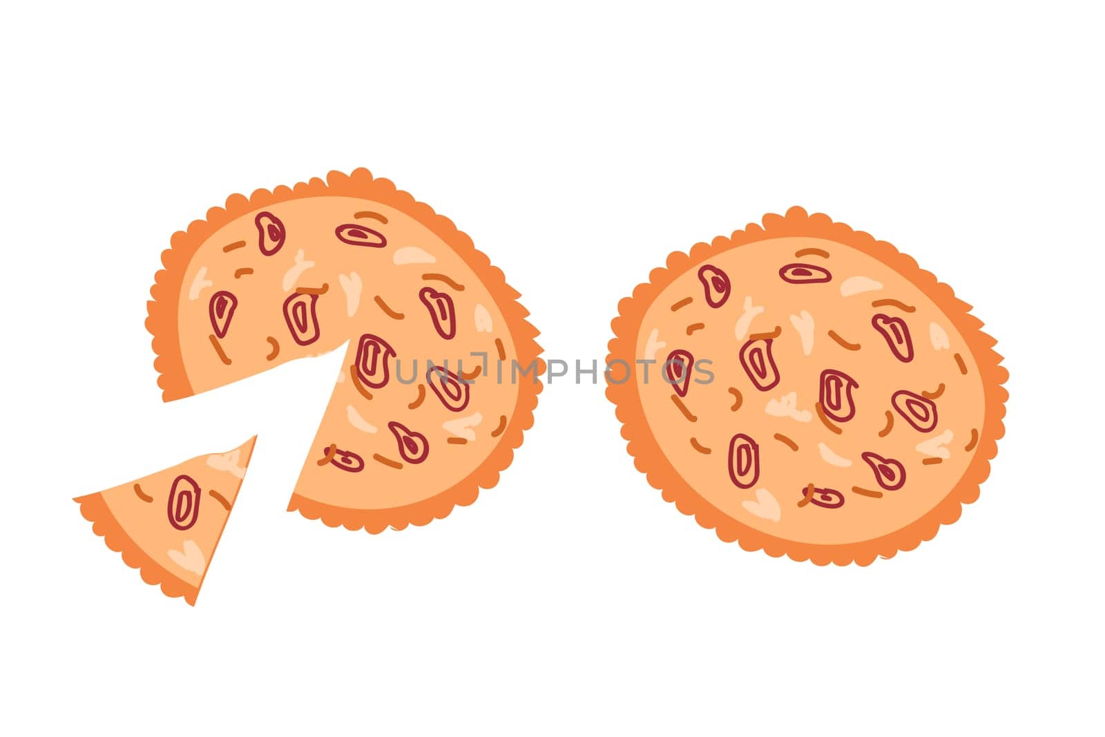 French onion pie cartoon vector illustration. Vector illustration isolated. Can used for banner, greeting card.