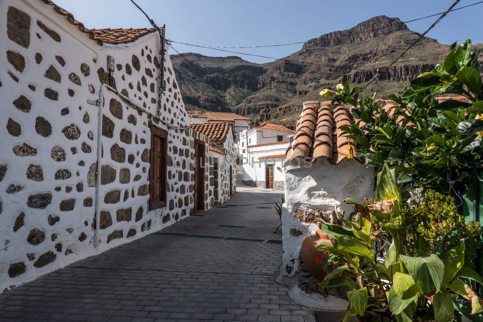liebevoll restaurierte Häuser im Vorzeigedorf Fataga, San Bartolomé de Tirajana, Gran Canaria, Spanien