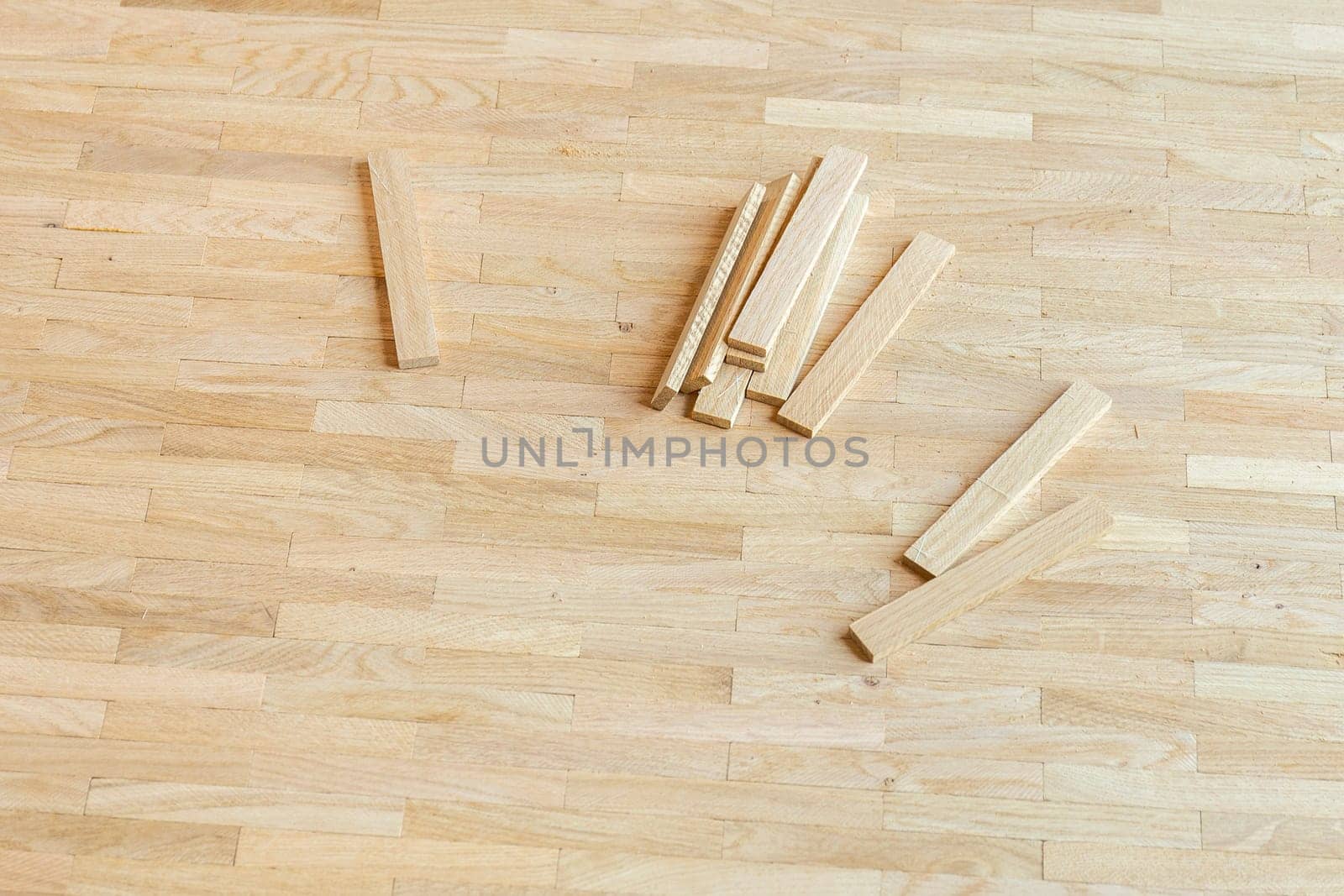 raw parquet in detail with wooden single rods