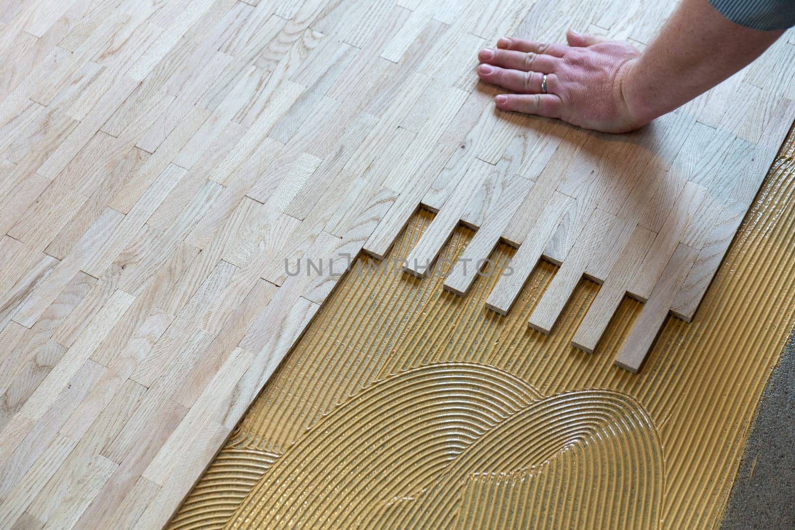 raw parquet in detail with wooden single rods