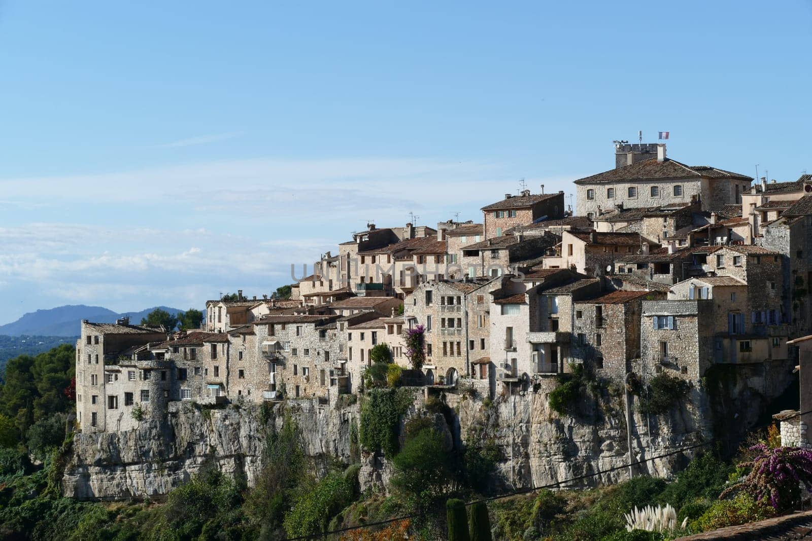 scenic view to village Tourettes sur Loup in France