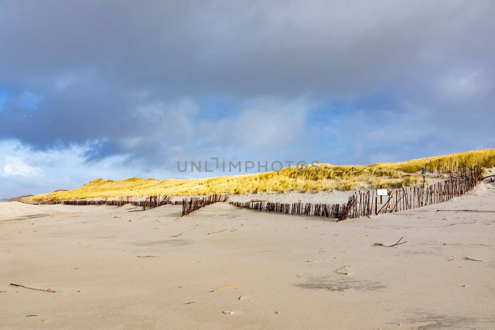 view to beach in Sylt in bad weather condition